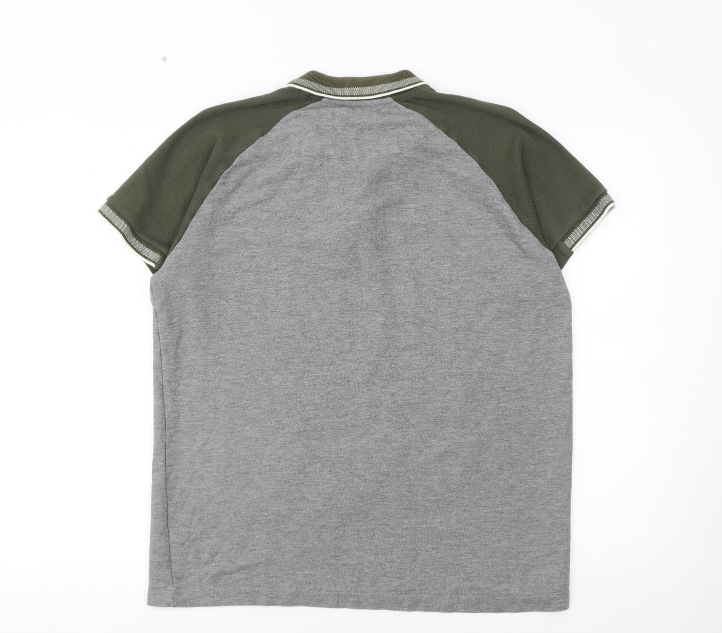 Atlas Men’s Grey Short Sleeve Polo Shirt Size L 1/4 Zip Casual Cotton Blend