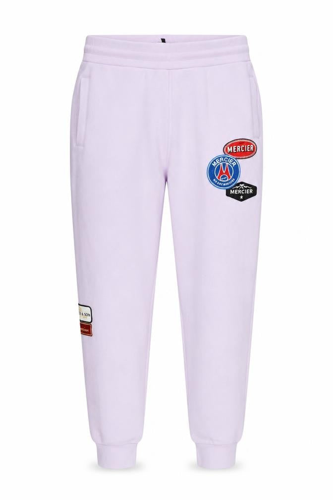 Mercier Men's Purple Jogger Trousers L Logo Patch Cotton Blend