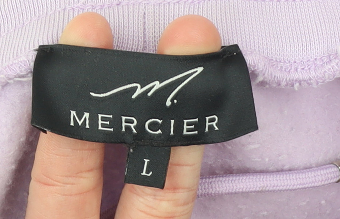 Mercier Men's Purple Jogger Trousers L Logo Patch Cotton Blend