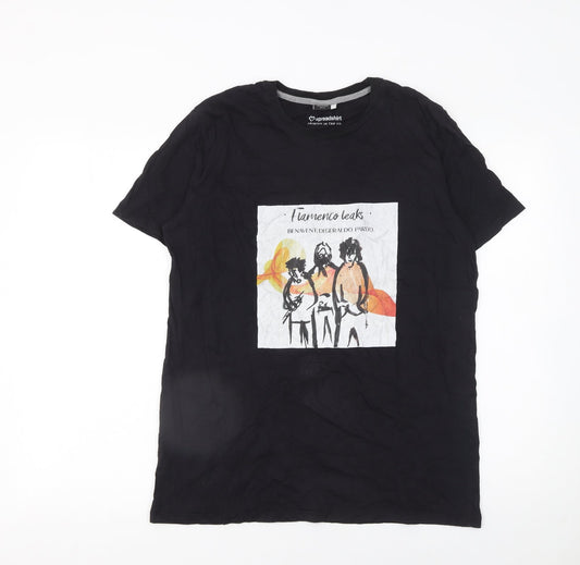 Spreadshirt Men’s Black Graphic Art Music Cotton T-Shirt L