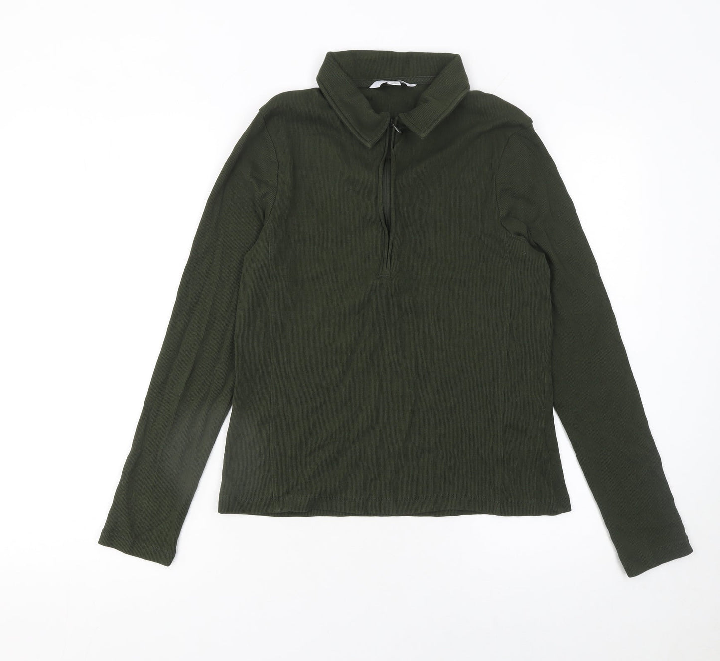 Next Women’s Green Collared Long Sleeve Zip Top Size 16