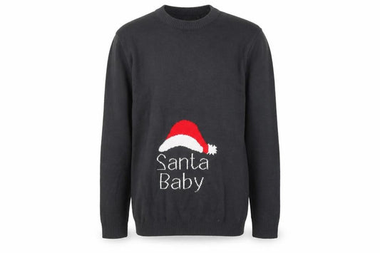 boohoo Men Black Christmas Santa Baby Knit Jumper Size S