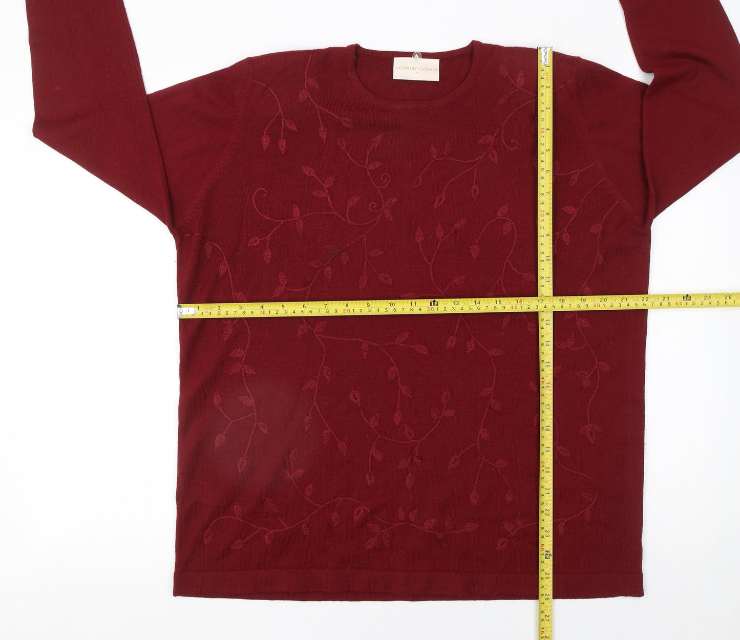 Country Casuals Women's Red Floral Wool Blend Jumper Size L