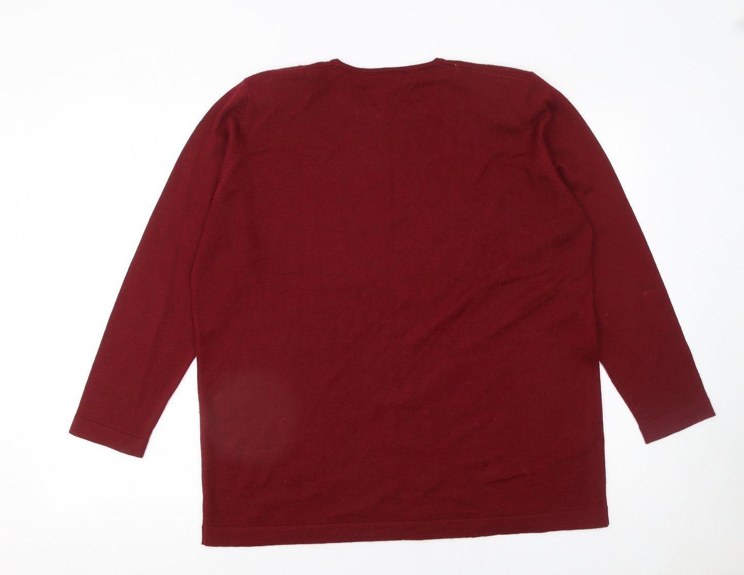 Country Casuals Women's Red Floral Wool Blend Jumper Size L