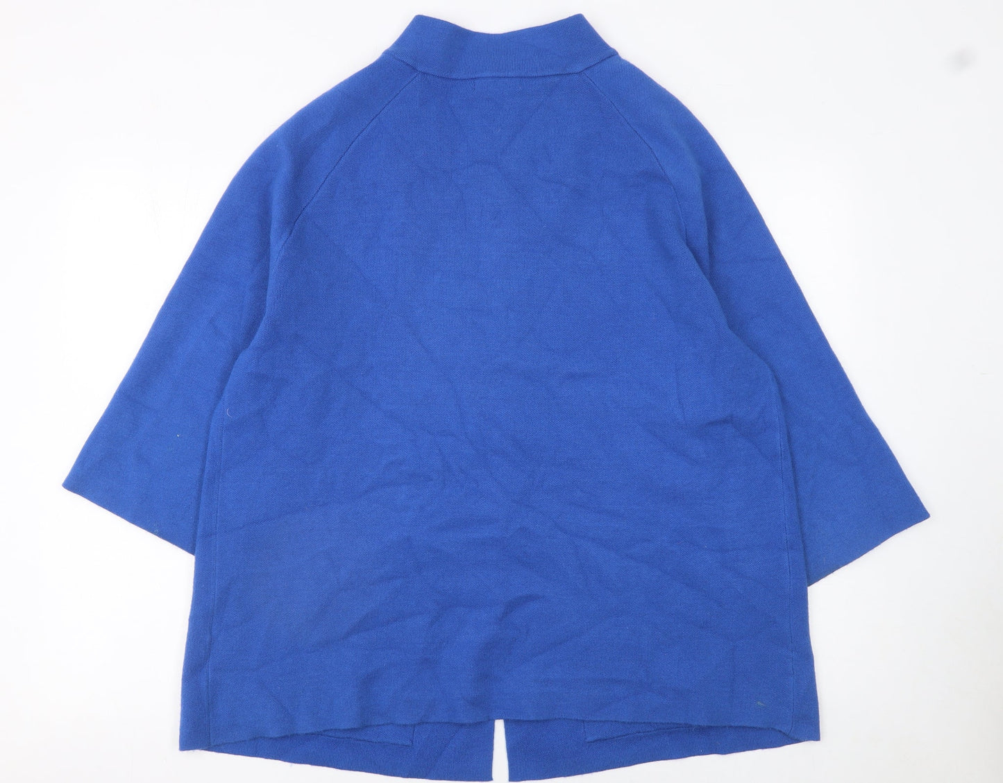 Alice Collins Women's Blue Size 16 High Neck Cape Knit Jumper