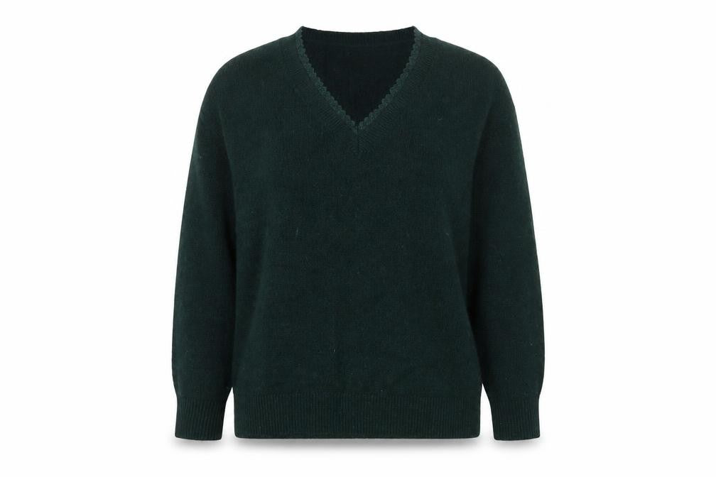 &et Women's Green V-Neck Pullover Jumper Size 10 Classic Knit
