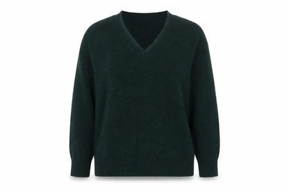 &et Women's Green V-Neck Pullover Jumper Size 10 Classic Knit