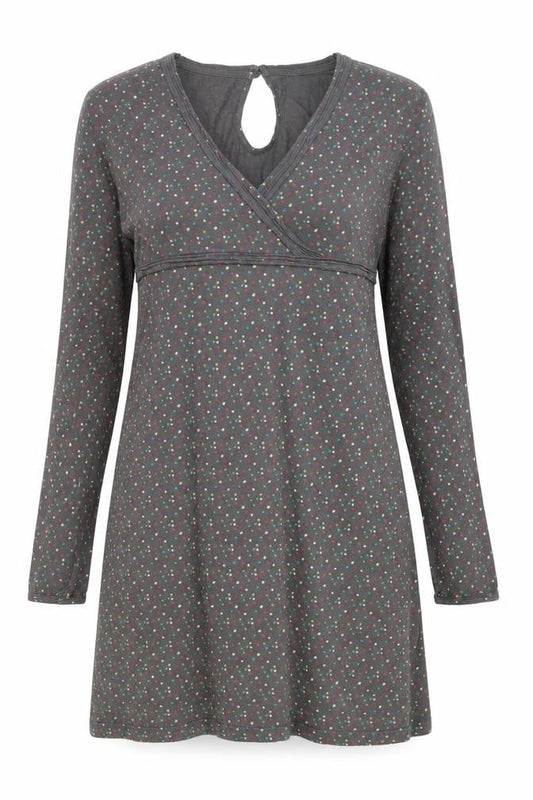 FatFace Women Grey Polka Dot Knee Length V-Neck Shift Dress Size 14
