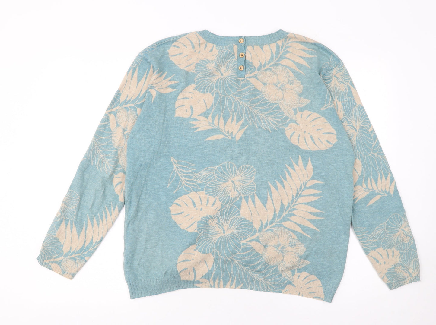 Indi & Cold Women's Blue Floral Lightweight Pullover Jumper Size M