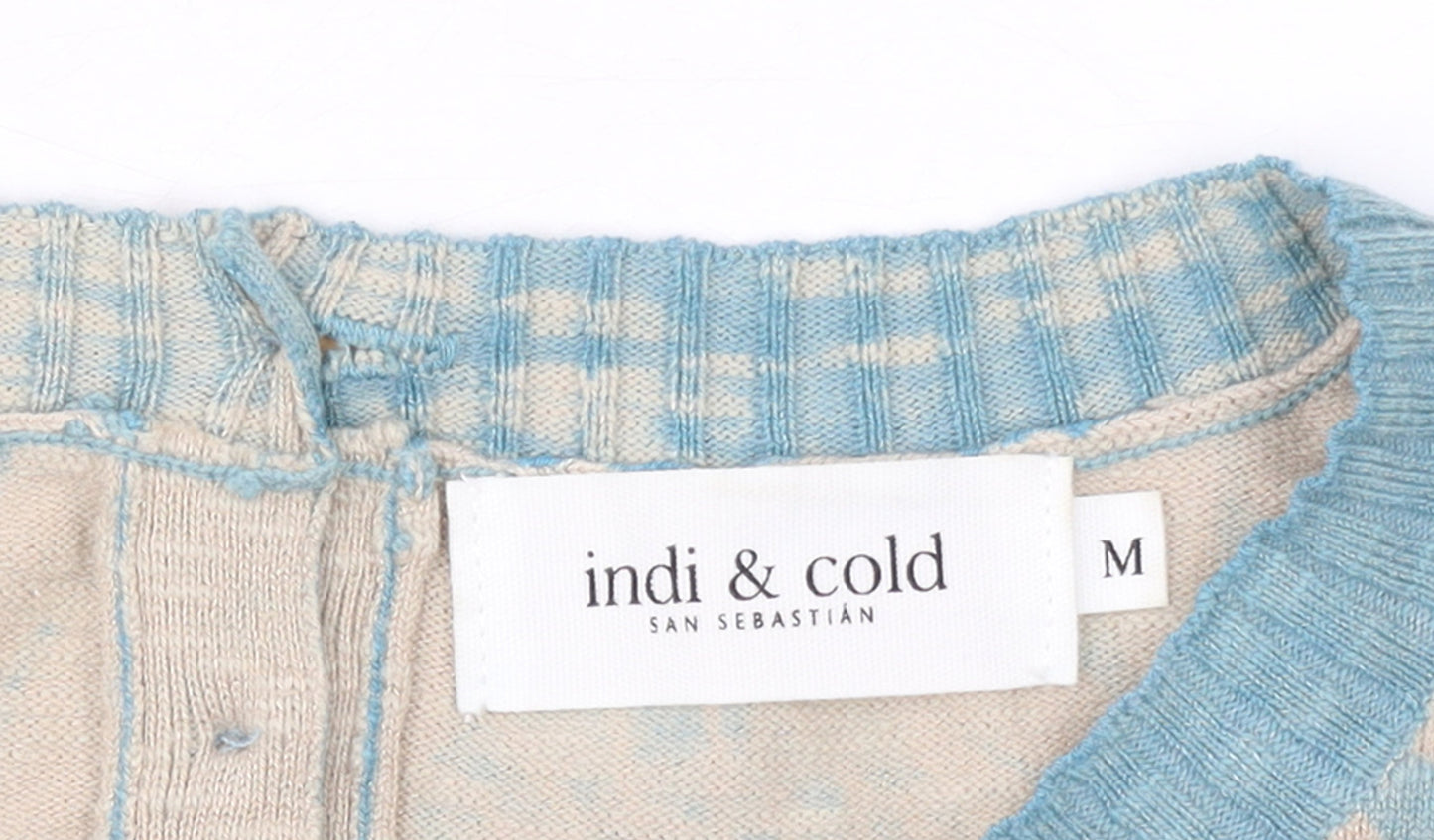 Indi & Cold Women's Blue Floral Lightweight Pullover Jumper Size M