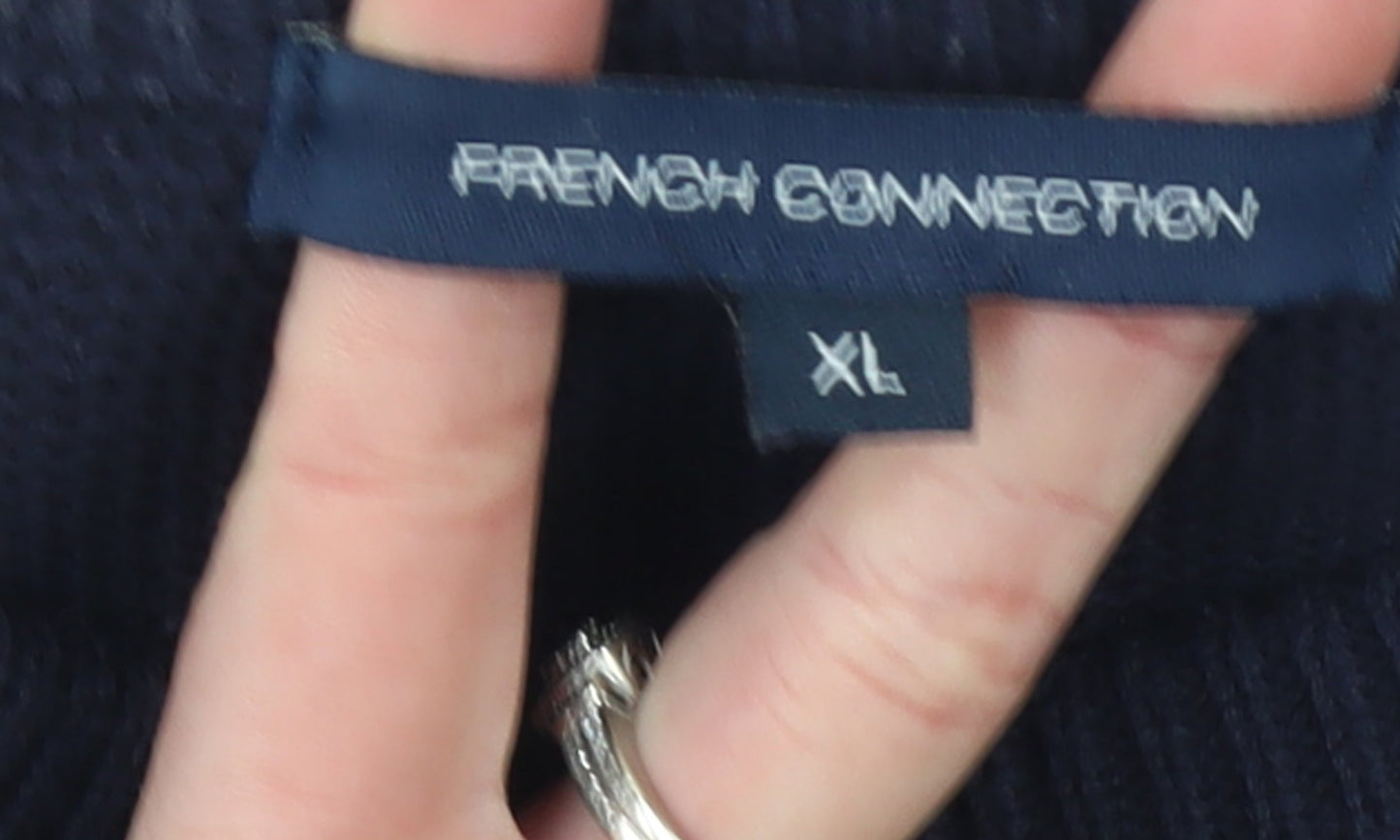 French Connection Women’s Blue Cotton Crew Neck Jumper XL