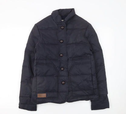 Additional front view of Aubin & Wills boys’ blue quilted down puffer jacket, size 6, years