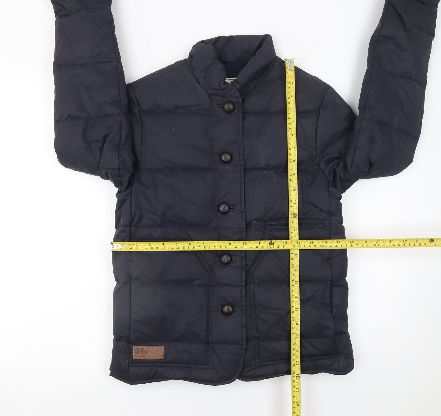 Aubin & Wills Boys Blue Quilted Down Puffer Jacket Size 6 Years