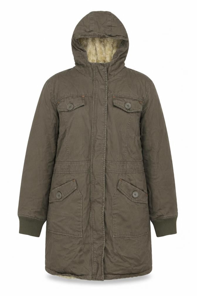 A|wear Women’s Brown Faux Fur Trim Hooded Parka Coat Size 16