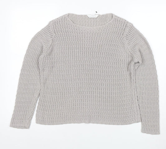Marks and Spencer Women’s Grey Cotton Acrylic Chunky Knit Jumper Size 14