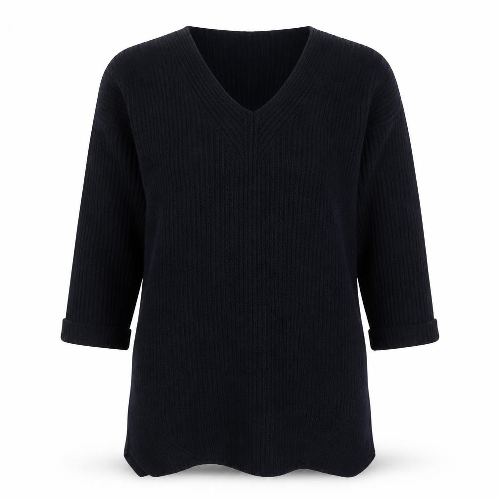 Marks & Spencer Women’s Black Wool Blend V-Neck Pullover Jumper Size 14