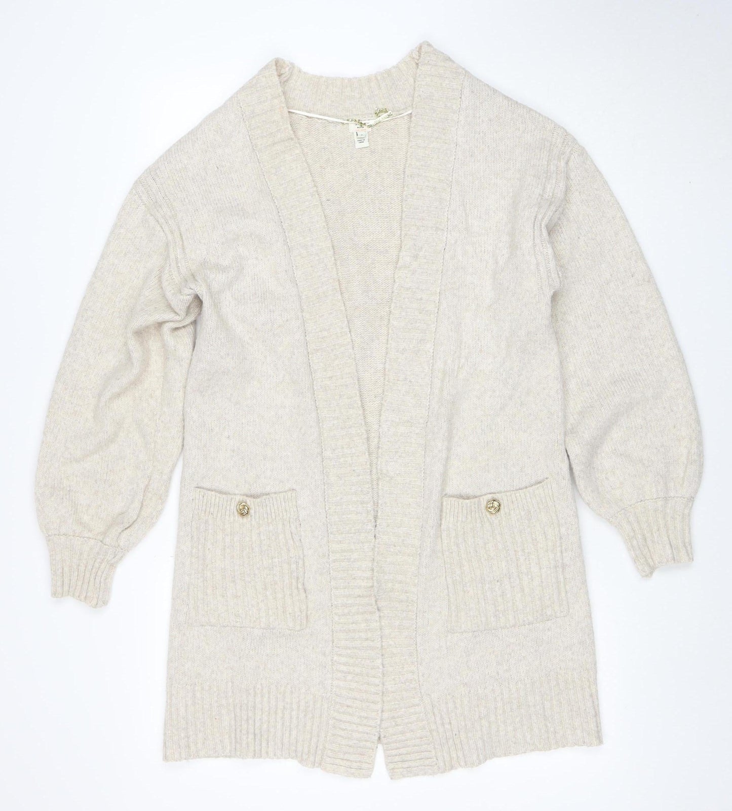 The Other World Women’s Beige Wool Blend Long Sleeve Cardigan S