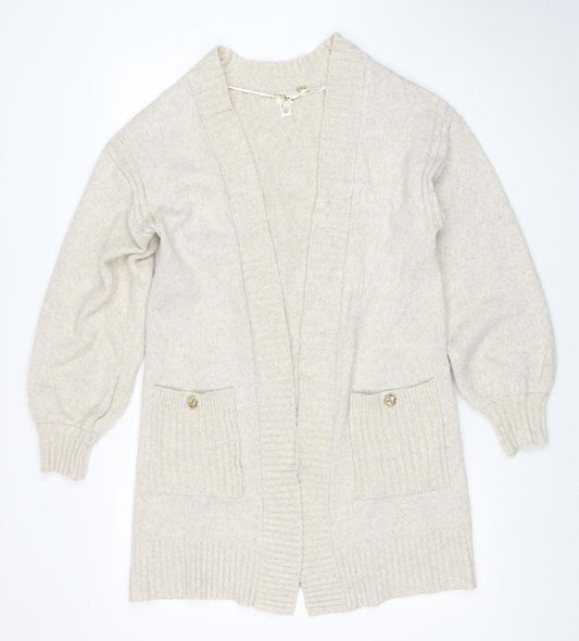The Other World Women’s Beige Wool Blend Long Sleeve Cardigan S