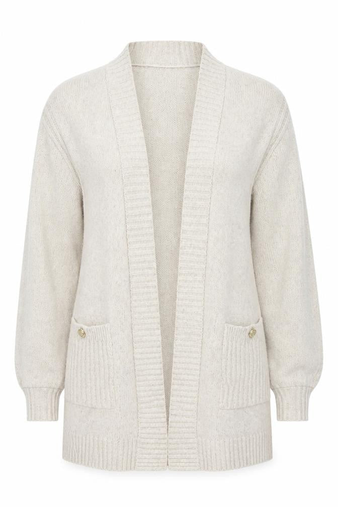 The Other World Women’s Beige Wool Blend Long Sleeve Cardigan S