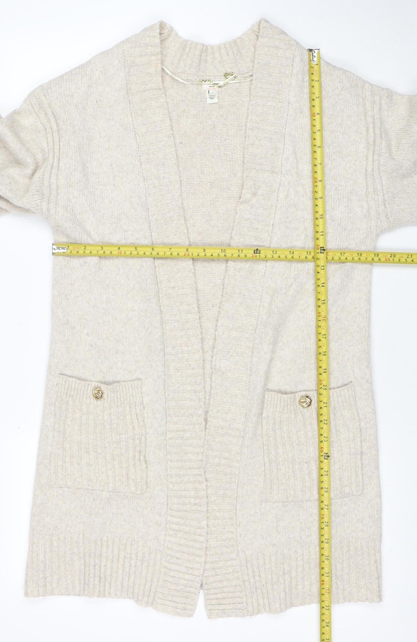The Other World Women’s Beige Wool Blend Long Sleeve Cardigan S