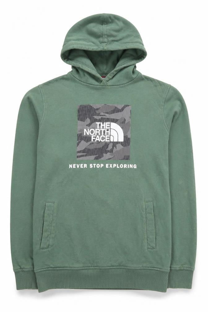 The North Face Boys Green Pullover Hoodie XXL Cotton Adventure Graphic