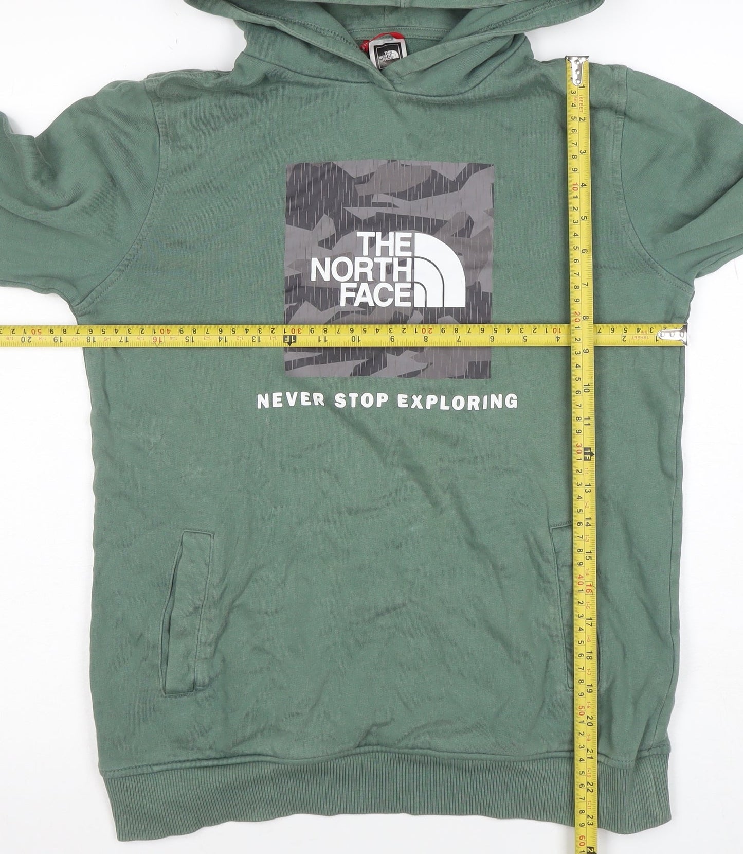 The North Face Boys Green Pullover Hoodie XXL Cotton Adventure Graphic