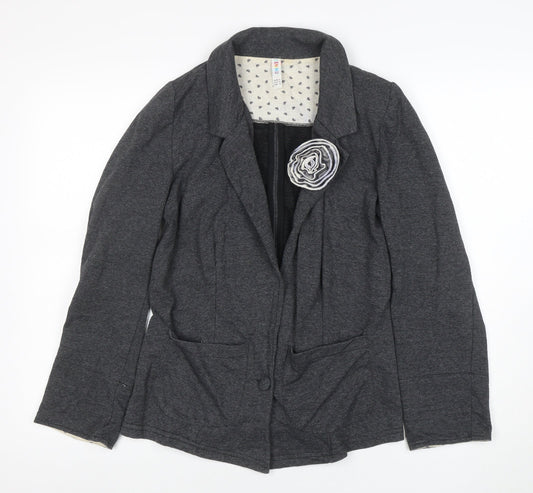 Denim Co Women's Grey Blazer UK 8 Regular Fit One-Button Jacket
