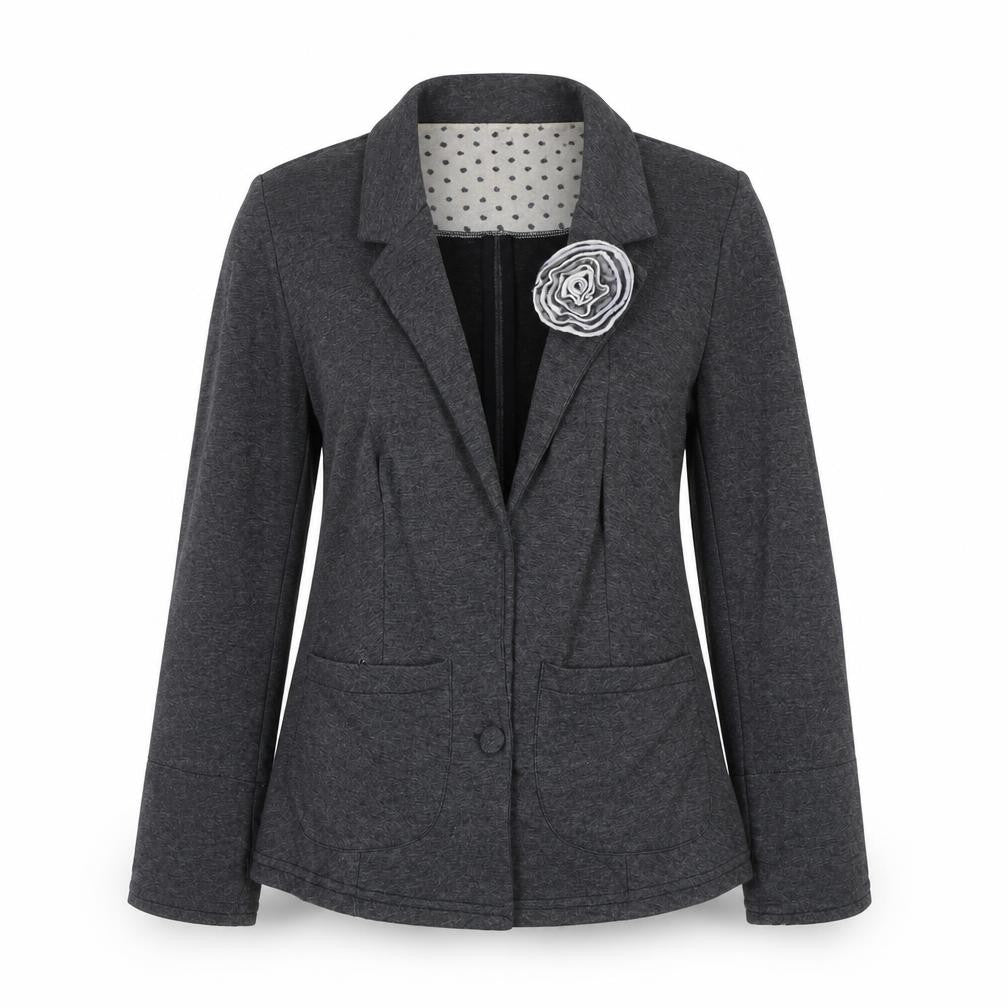 Denim Co Women's Grey Blazer UK 8 Regular Fit One-Button Jacket