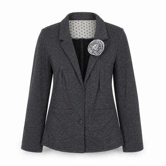 Denim Co Women's Grey Blazer UK 8 Regular Fit One-Button Jacket