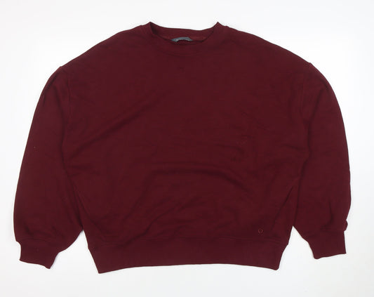 Marks and Spencer Women's Dark Claret Cotton Blend Crew Neck Sweatshirt Size 12