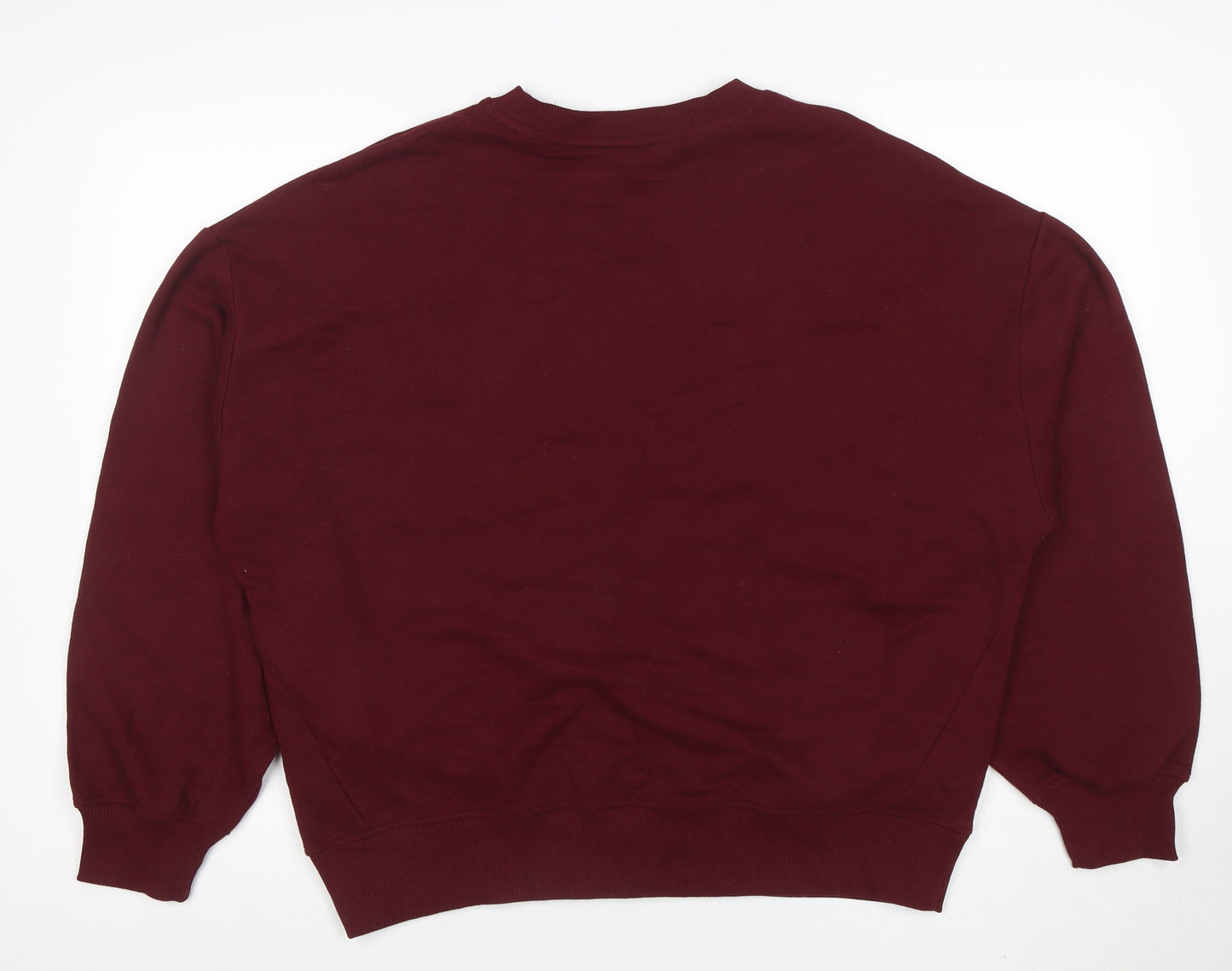 Marks and Spencer Women's Dark Claret Cotton Blend Crew Neck Sweatshirt Size 12