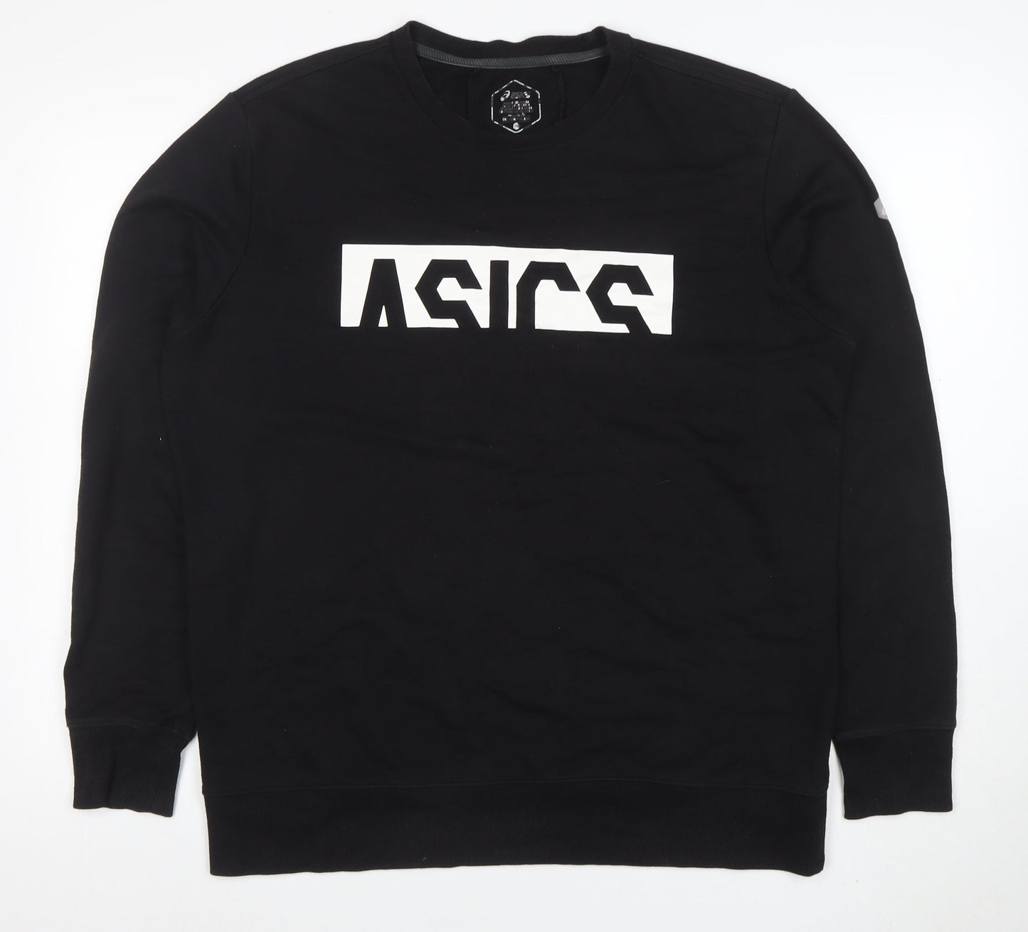ASICS Men's Black 2XL Crew Neck Graphic Logo Sweatshirt