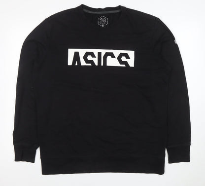 Additional front view of Asics Men's Black 2XL Crew Neck Graphic Logo Sweatshirt