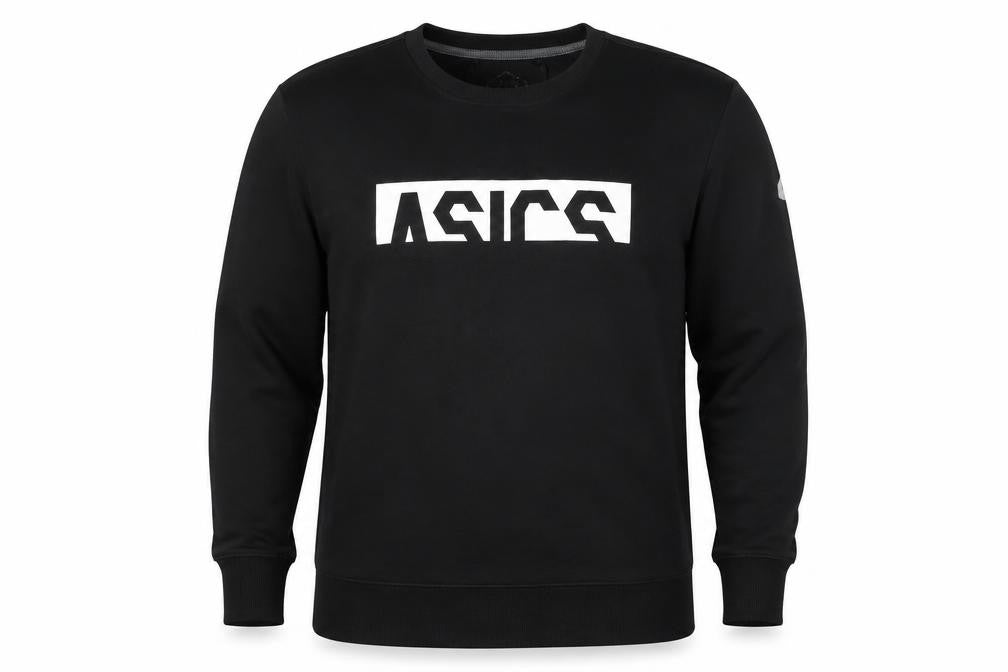 Asics Men's Black 2XL Crew Neck Graphic Logo Sweatshirt