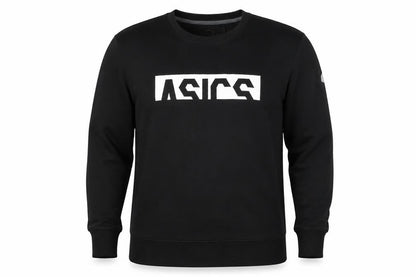 Front view of Asics Men's Black 2XL Crew Neck Graphic Logo Sweatshirt