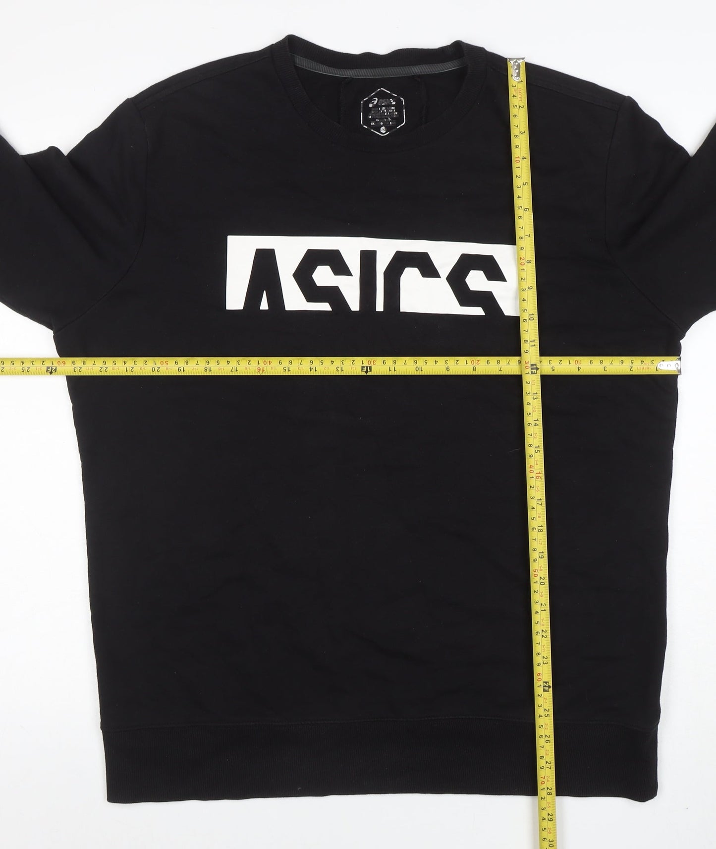 ASICS Men's Black 2XL Crew Neck Graphic Logo Sweatshirt