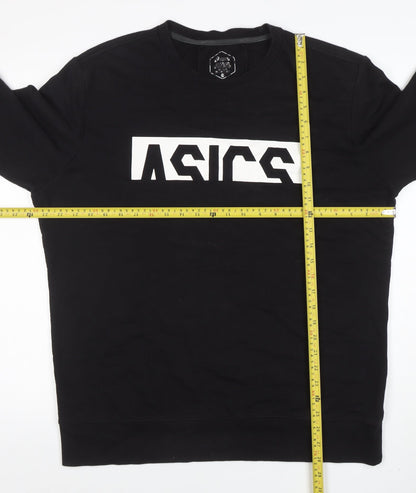 Back view of Asics Men's Black 2XL Crew Neck Graphic Logo Sweatshirt