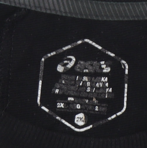 ASICS Men's Black 2XL Crew Neck Graphic Logo Sweatshirt