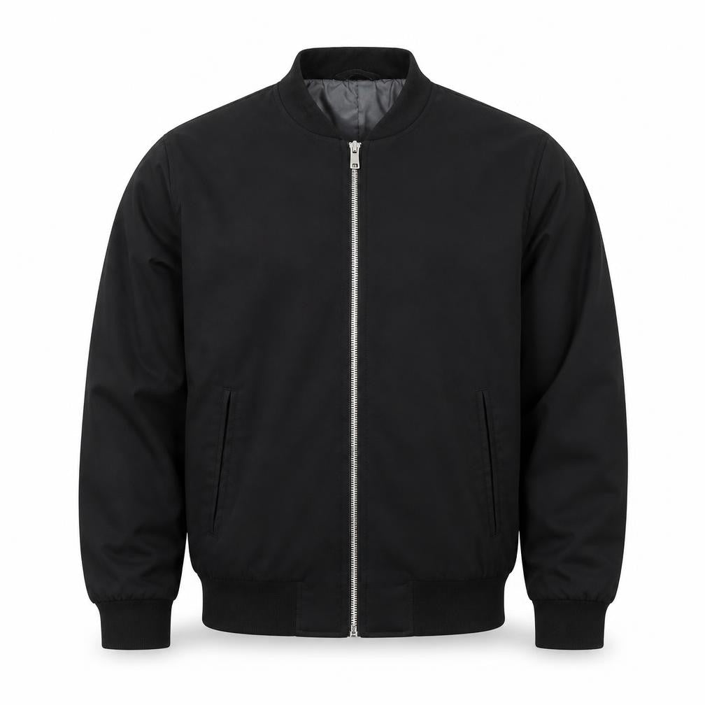 Zara Man Black Bomber Jacket Men M Full Zip Casual Lightweight