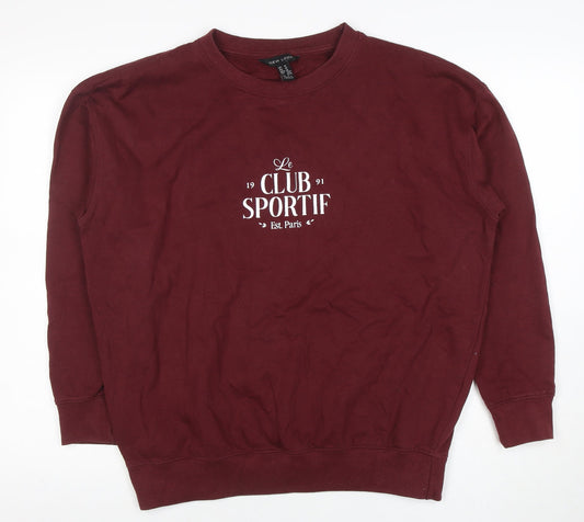 New Look Womens Burgundy Pullover Sweatshirt Size M Le Club Sportif Print