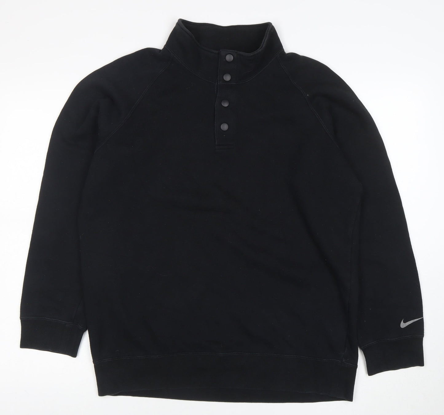 Nike Men's Black Henley Sweatshirt M Sports Fleece Pullover