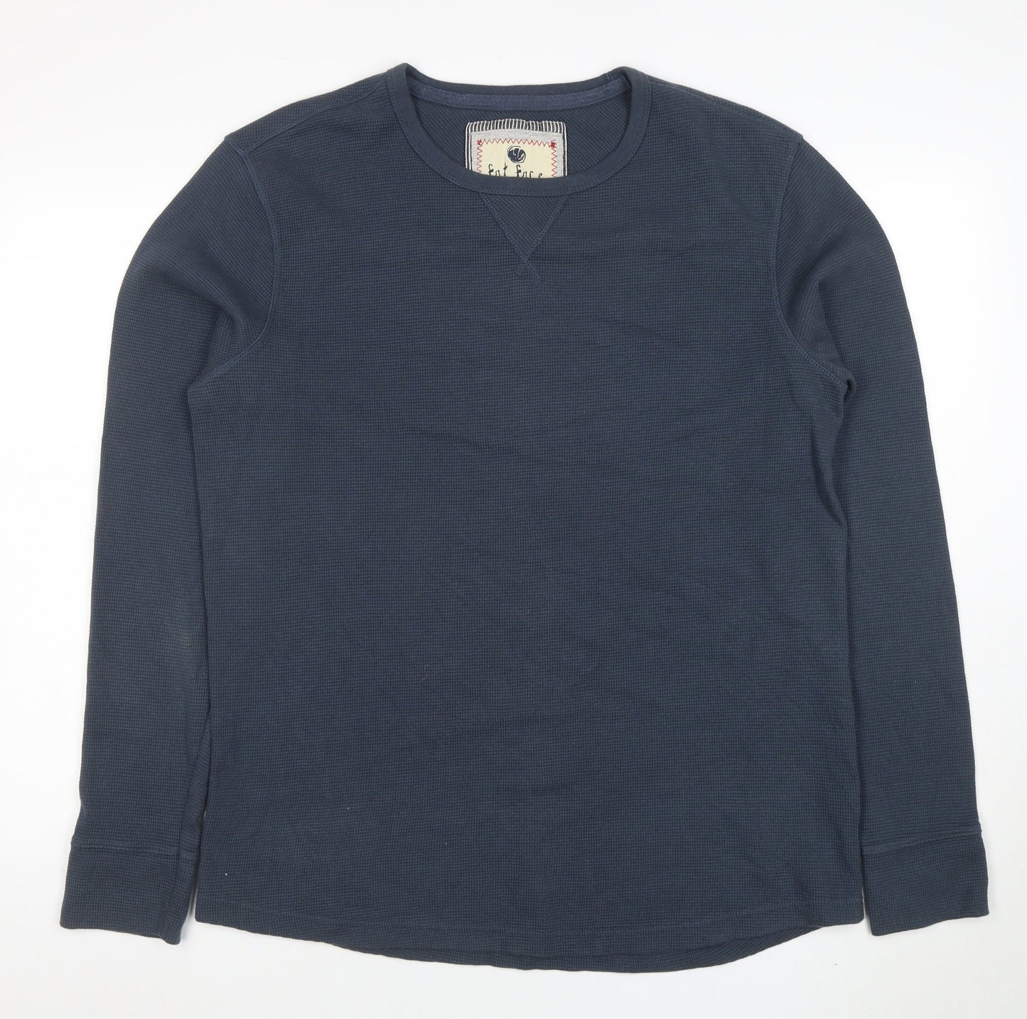 Fat Face Men's Blue Long Sleeve Crew Neck Cotton T-Shirt Size L