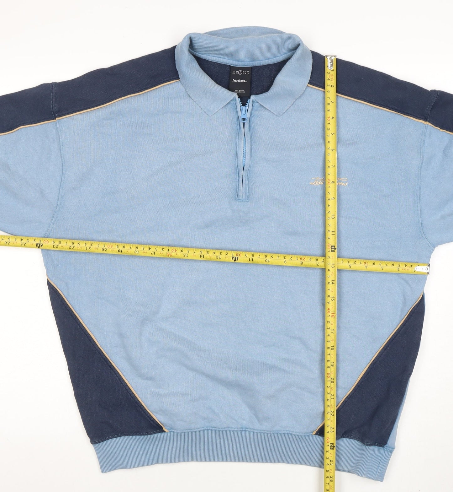 Ted Farris Men's Blue 1/2 Zip Collared Sweatshirt Size S