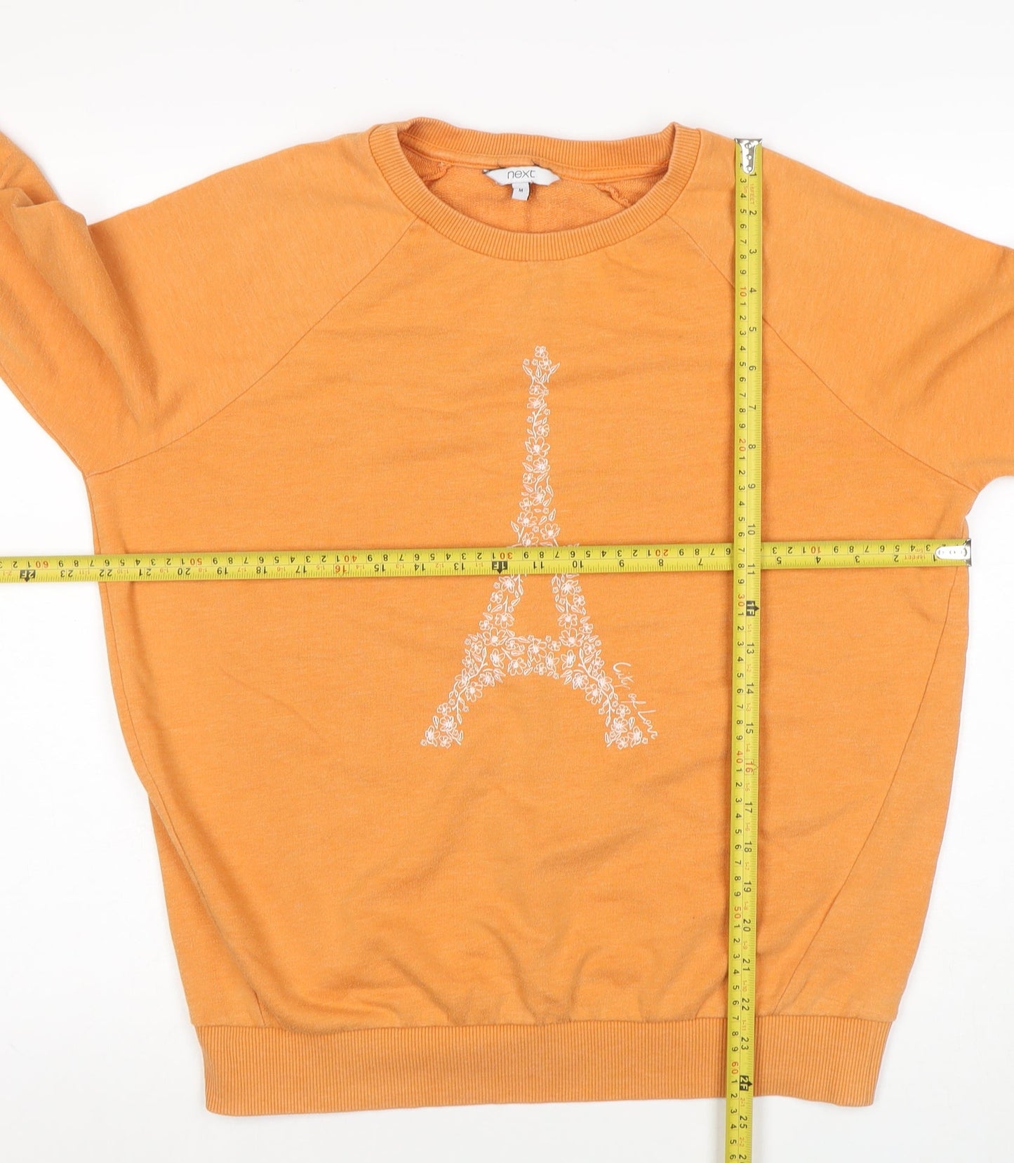 Next Women's Orange Eiffel Tower Crew Neck Pullover Sweatshirt M