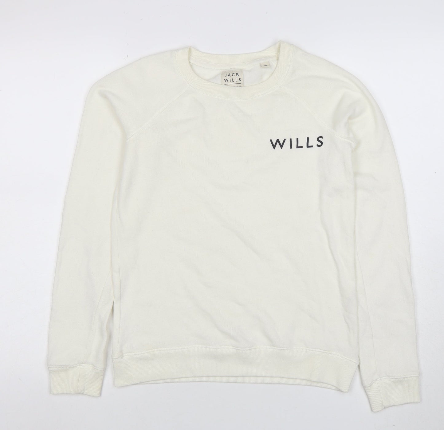 Jack Wills Womens White Logo Crew Neck Sweatshirt Size 10
