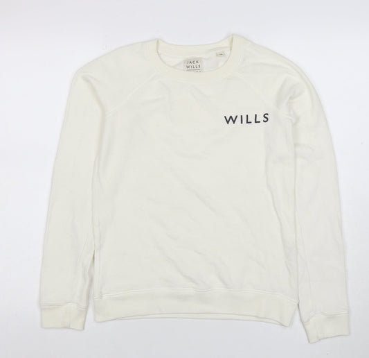 Jack Wills Womens White Logo Crew Neck Sweatshirt Size 10