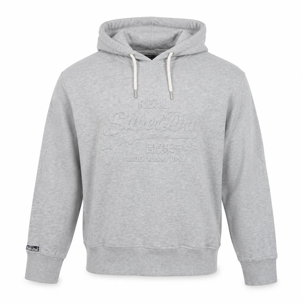 Superdry Men's Grey Pullover Hoodie Size L Embroidered Logo