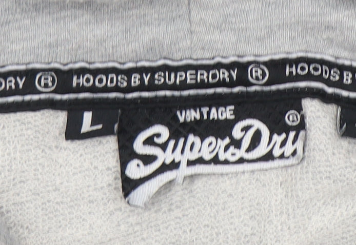 Superdry Men's Grey Pullover Hoodie Size L Embroidered Logo
