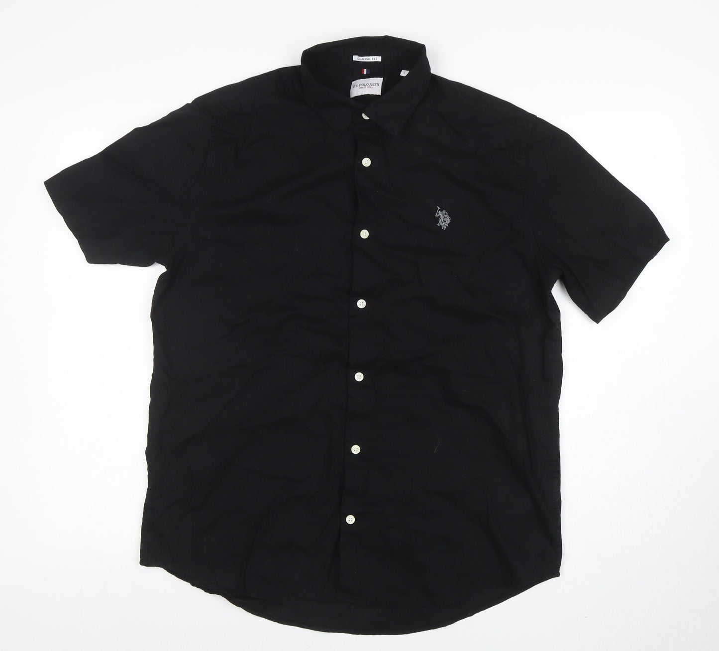 U.S. Polo Assn. Men's Black Classic Fit Short Sleeve Button-Up Shirt L