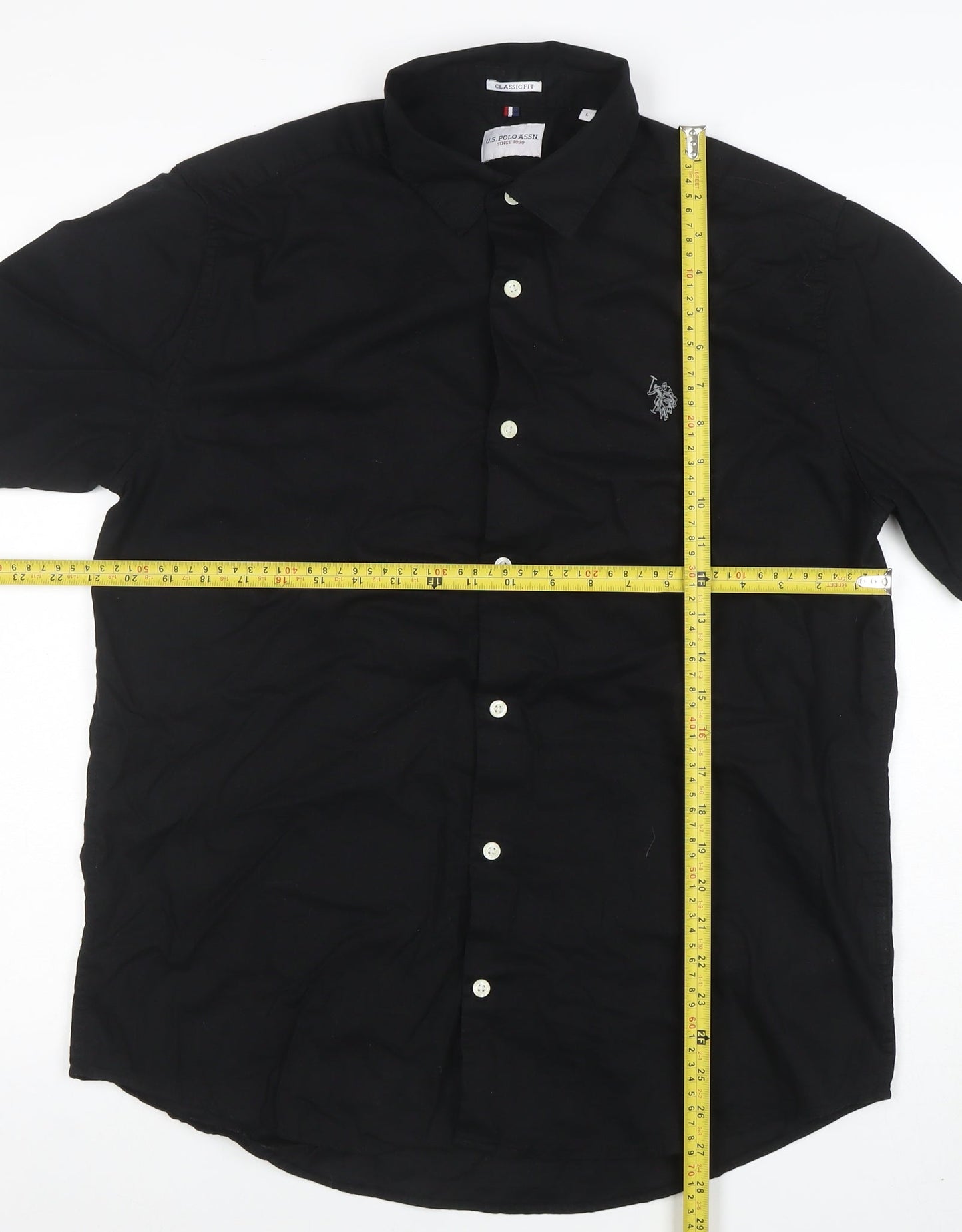 U.S. Polo Assn. Men's Black Classic Fit Short Sleeve Button-Up Shirt L